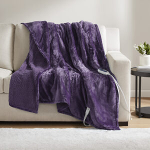 Heated Microlight to Berber Throw in Purple From Beautyrest