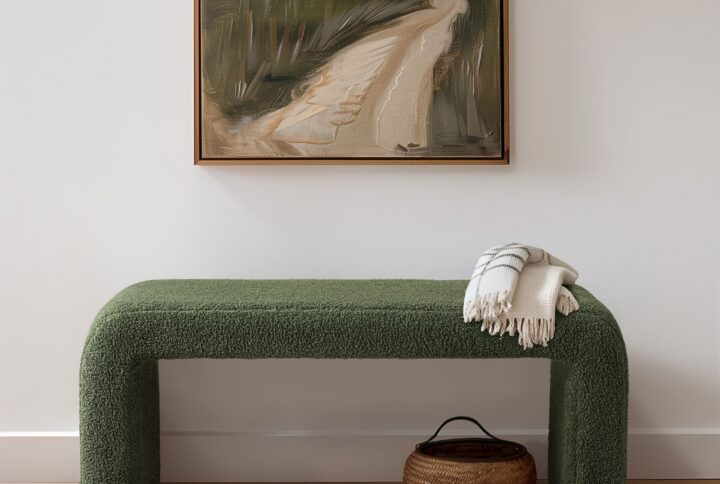 Steve Boucle Waterfall Bench in Green From INK+IVY