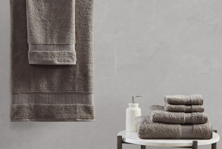 Luce 100% Egyptian Cotton 6 Piece Towel Set in Dark Taupe From Madison Park Signature