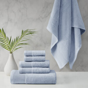 Nuage Cotton Tencel Blend Antimicrobial 6 Piece Towel Set in Blue From Beautyrest