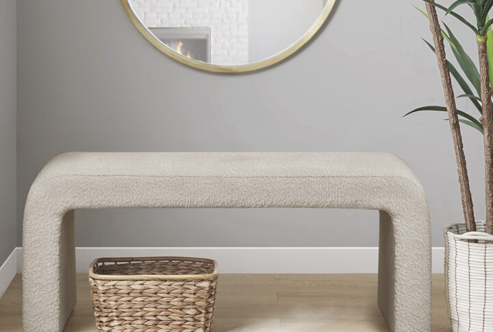 Steve Boucle Waterfall Bench in Beige From INK+IVY