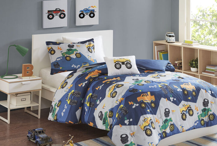 Nash Monster Truck Comforter Set in Blue From Mi Zone Kids