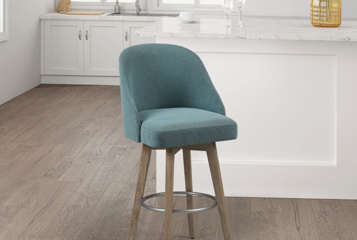 Pearce Bar Stool with Swivel Seat in Blue From Madison Park