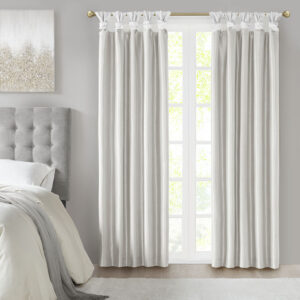 Emilia Twist Tab Total Blackout Window Curtain Panel in White From Madison Park