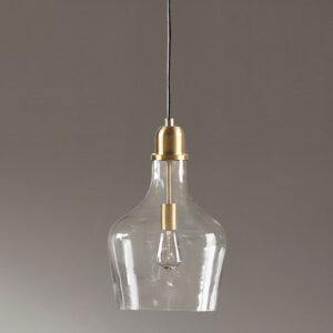 Auburn Bell Shaped Glass Pendant in Gold/Clear From INK+IVY