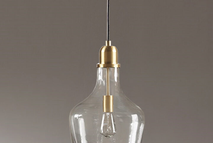 Auburn Bell Shaped Glass Pendant in Gold/Clear From INK+IVY