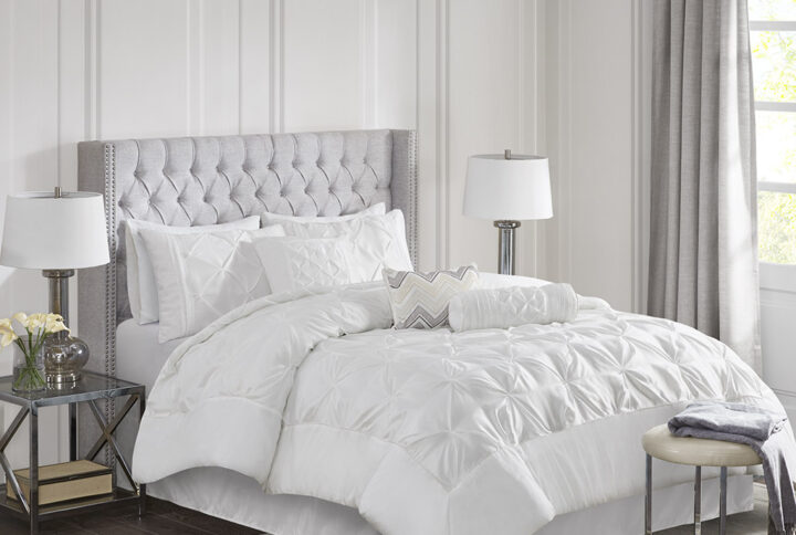 Laurel 7 Piece Tufted Comforter Set in White From Madison Park