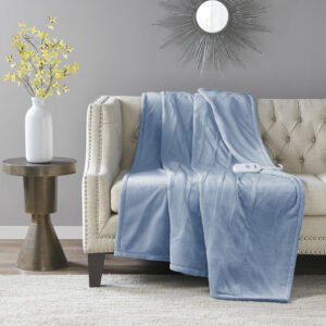 Plush Heated Throw in Light Blue From Serta