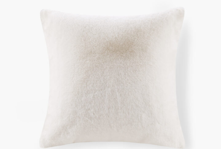 Sable Solid Faux Fur Square Decor Pillow in Ivory From Croscill