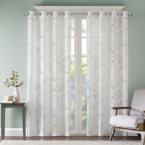 Leilani Palm Leaf Burnout Window Sheer in White From Madison Park