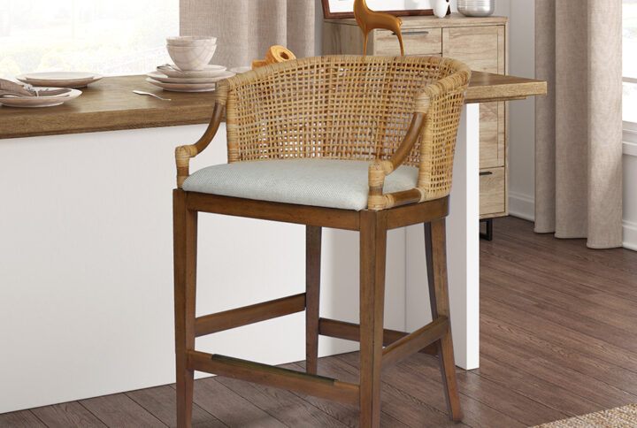 Playa Handcrafted Rattan Counter Stool 25" H in Natural From Martha Stewart