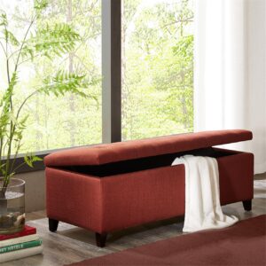 Shandra Tufted Top Soft Close Storage Bench in Rust Red From Madison Park