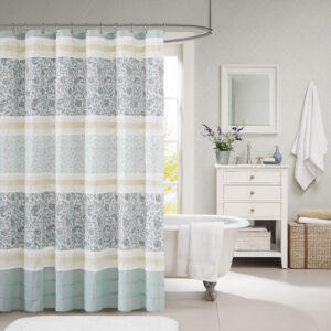 Dawn Cotton Shower Curtain in Aqua From Madison Park