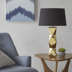 Kenlyn Geometric Ceramic Table Lamp in Gold From INK+IVY