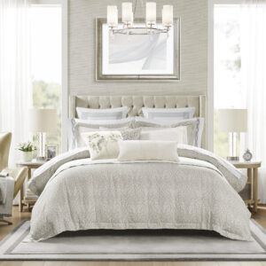 Bernini 3 Piece Duvet Set in Gray From Croscill Home