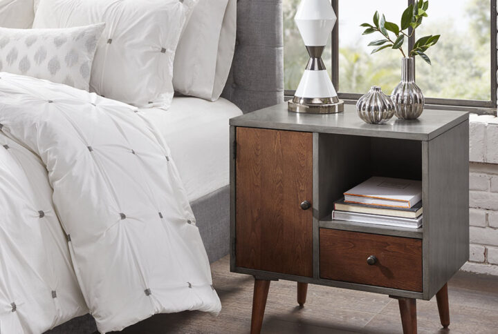 Stinson Storage Nightstand in Grey From INK+IVY