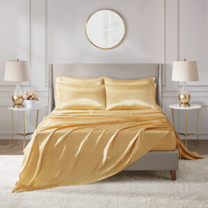 Satin Luxury 6 PC Sheet Set in Gold From Madison Park Essentials