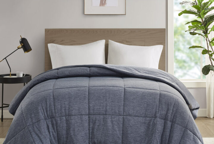 Comfort Cool Jersey Knit Oversized Down Alternative Comforter in Navy From Urban Habitat