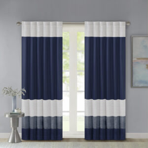 Amherst Polyoni Pintuck Curtain Panel in Navy From Madison Park