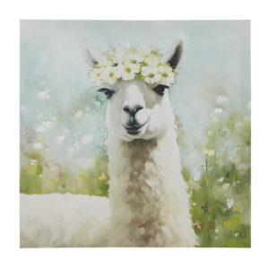 Sunshine Animals Llama Canvas Wall Art in Llama/Green Multi From Madison Park