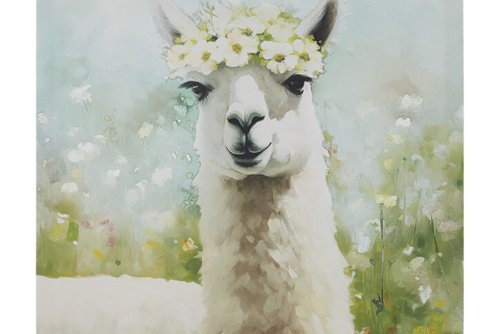 Sunshine Animals Llama Canvas Wall Art in Llama/Green Multi From Madison Park