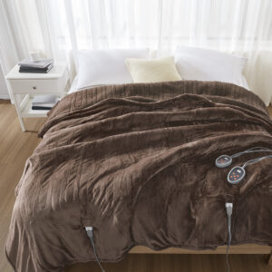 Heated Microlight to Berber Blanket in Chocolate From Beautyrest