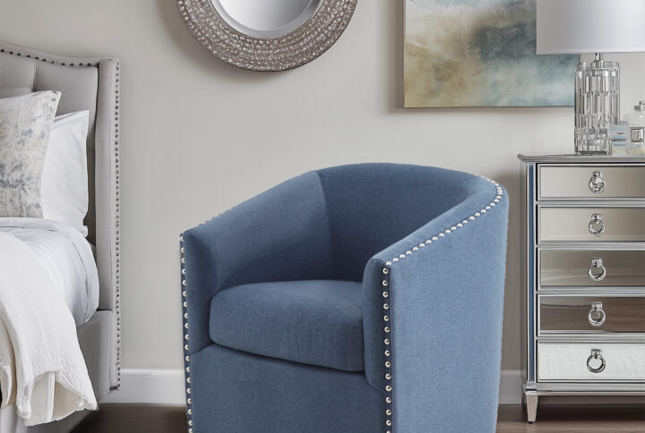 Tyler Swivel Chair in Blue From Madison Park