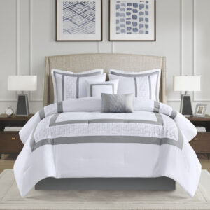 Powell 8 Piece Embroidered Comforter Set in White From 510 Design