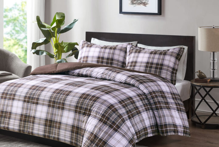 Parkston 3M Scotchgard Down Alternative All Season Comforter Set in Brown From Madison Park Essentials