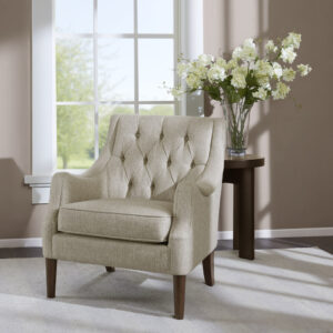 Qwen Button Tufted Accent Chair in Beige From Madison Park