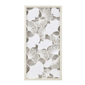 Lillian Framed Rice Paper Shadow Box Gingko Leaf Wall Decor Art in Off-White From Martha Stewart