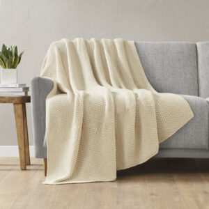 Bree Knit Throw in Ivory From INK+IVY