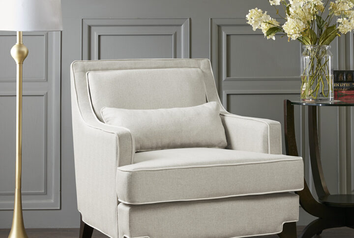 Collin Arm chair in Cream/Dark Brown From Madison Park Signature