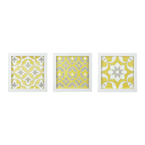 Tuscan Tiles Distressed Yellow Medallion 3-piece Wall Decor Set in Yellow From Madison Park