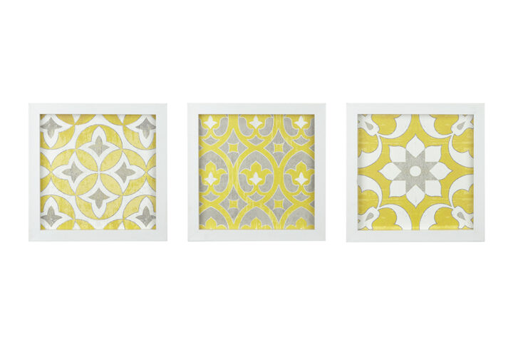 Tuscan Tiles Distressed Yellow Medallion 3-piece Wall Decor Set in Yellow From Madison Park