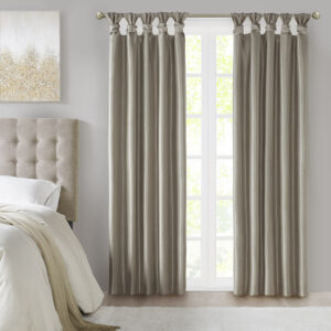 Emilia Twist Tab Total Blackout Window Curtain Panel in Pewter From Madison Park