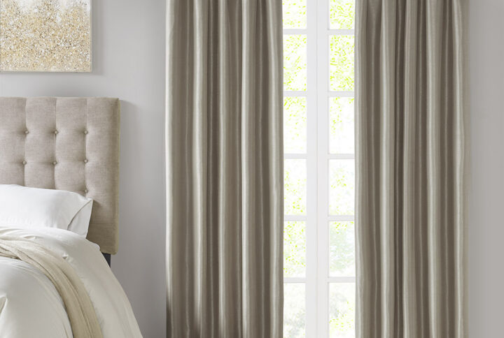 Emilia Twist Tab Total Blackout Window Curtain Panel in Pewter From Madison Park