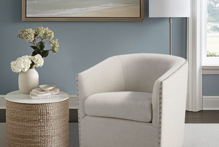 Tyler Swivel Chair in Natural Multi From Madison Park