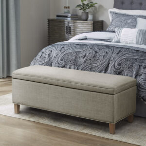 Caymus Rectangular Soft Close Storage Bench in Light Grey From Martha Stewart