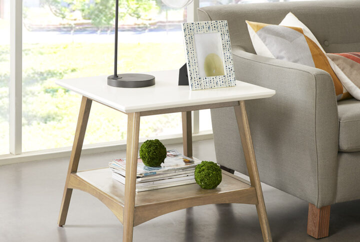 Parker End Table in Off-White/Natural From Madison Park