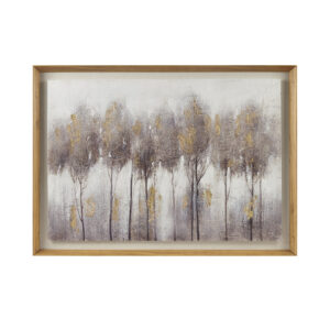 Enchanted Forest Hand Painted Abstract Landscape Framed and Matted Wall Art in Grey/Gold From Madison Park