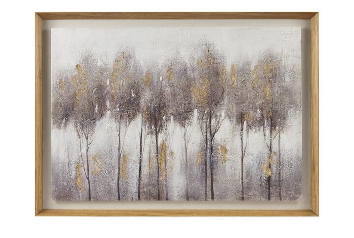 Enchanted Forest Hand Painted Abstract Landscape Framed and Matted Wall Art in Grey/Gold From Madison Park