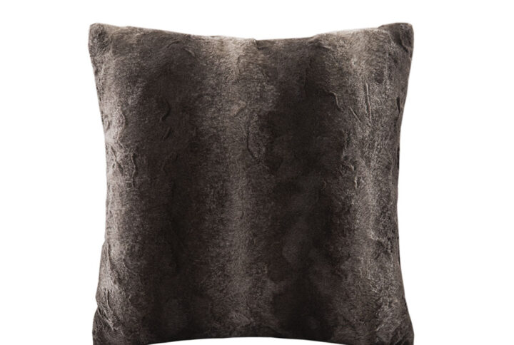 Zuri Faux Fur Square Pillow in Brown From Madison Park