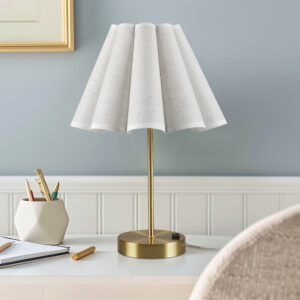 Chique Tap-Control and Dimmable Accent Table Lamp with Power Outlet in Gold From 510 Design