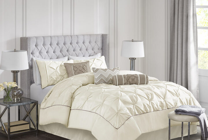 Laurel 7 Piece Tufted Comforter Set in Ivory From Madison Park