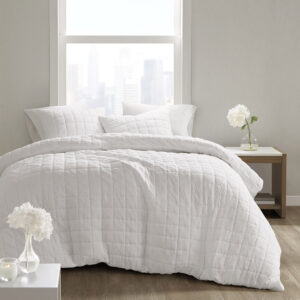 Cocoon 3 Piece Quilt Top Comforter Mini Set in White From N Natori