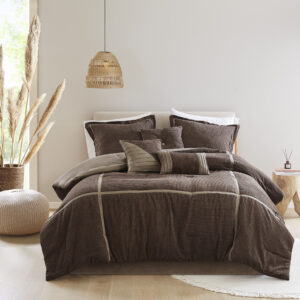 Dallas 7 Piece Micro Corduroy Comforter Set in Brown From Madison Park