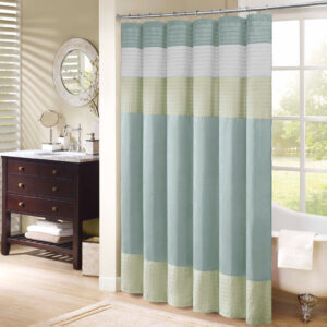 Amherst Faux Silk Shower Curtain in Green From Madison Park