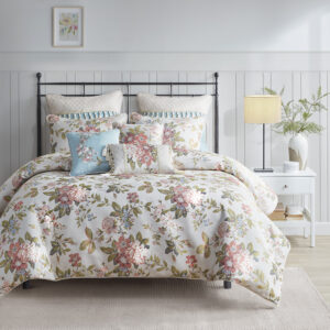 Carolyn 9 Piece Floral Jacquard Comforter Set in Ivory From Madison Park Signature