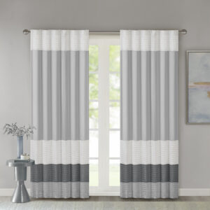 Amherst Polyoni Pintuck Curtain Panel in Grey From Madison Park